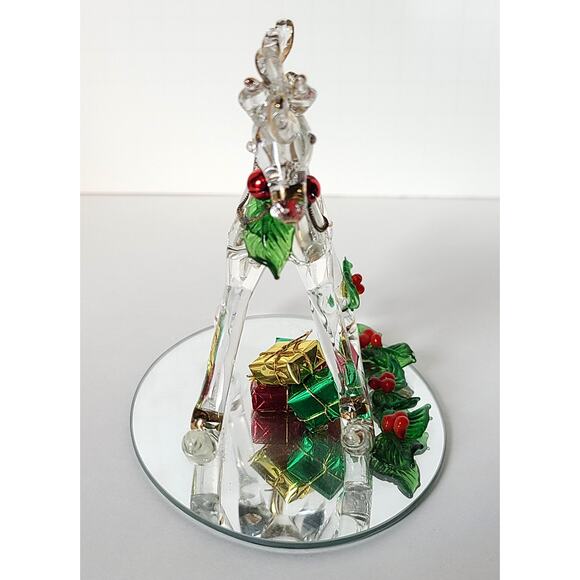 Christmas Glassical Expressions Holly Rocking Horse Hand Sculpted Glass 22K Trim - Picture 2 of 11